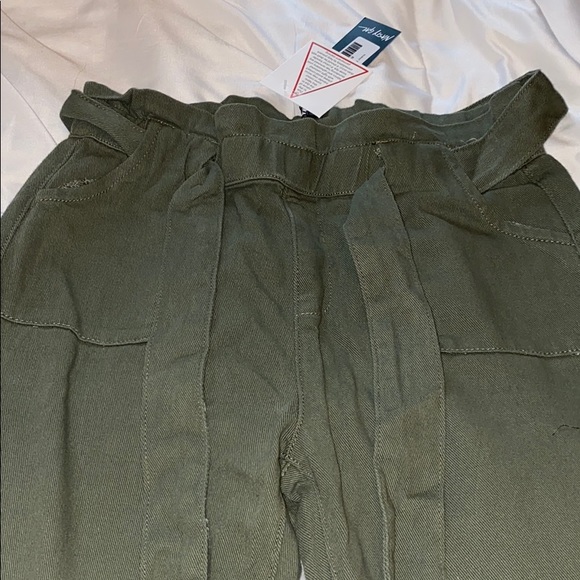 Green Khaki Paperbag Tie Pants - Picture 2 of 3